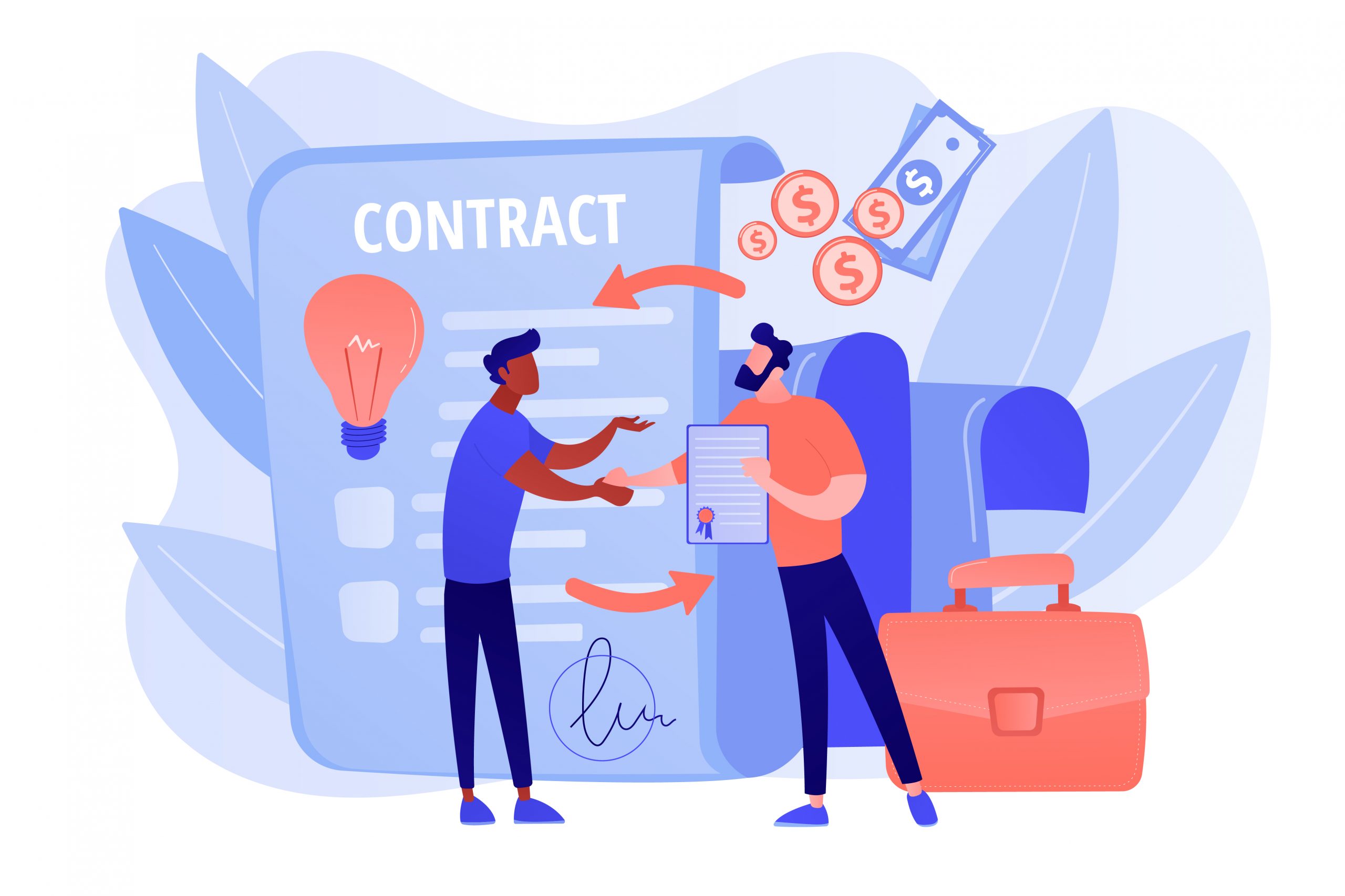 Licensing contract concept vector illustration